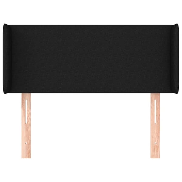 Sänggavel med kanter svart 83x16x78/88 cm tyg
