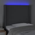 Pikkukuva 4 / 6: Sängyn pääty LED-valolla, tummanharmaa, 93x16x118/128 cm, kangas