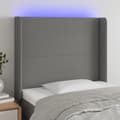 Pikkukuva 1 / 6: Sängyn pääty LED-valolla, tummanharmaa, 93x16x118/128 cm, kangas