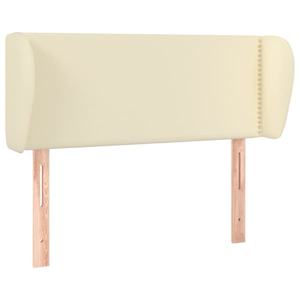 sengegavl med kanter 103x23x78/88 cm kunstlæder cremefarvet
