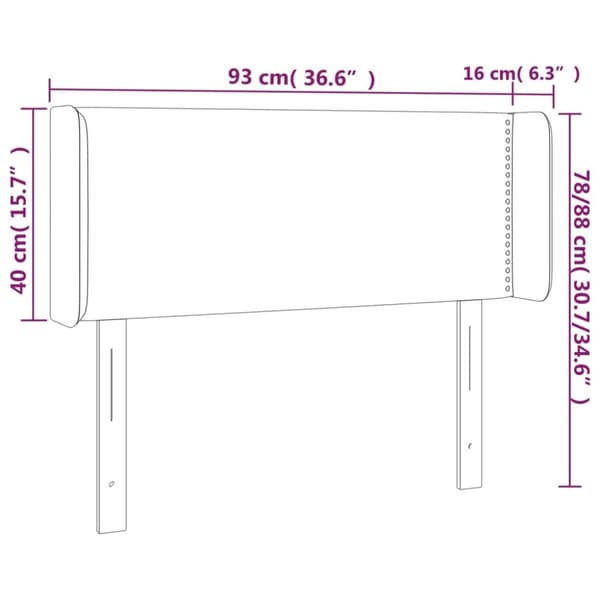 sengegavl med LED-lys 93x16x78/88 cm stof mørkebrun