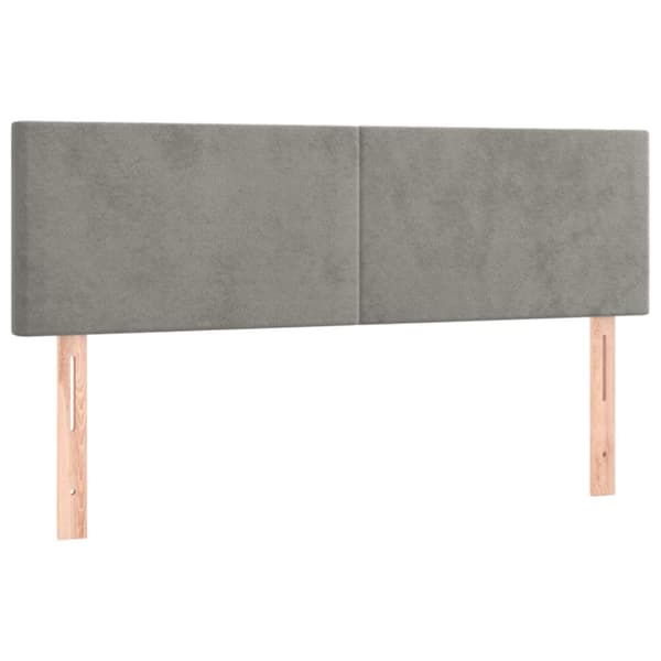 sengegavle 2 stk. 72x5x78/88 cm fløjl lysegrå