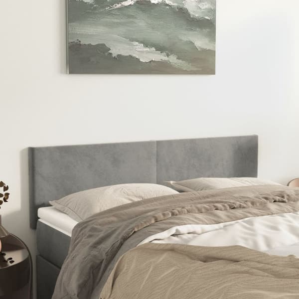 sengegavle 2 stk. 72x5x78/88 cm fløjl lysegrå