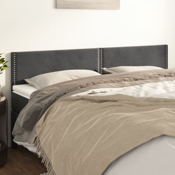 Sängyn päädyt, 2 kpl, tummanharmaa, 100x5x78/88cm, samettia