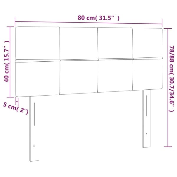 sengegavl 80x5x78/88 cm fløjl sort