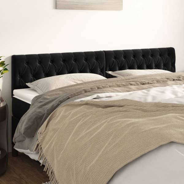 sengegavle 2 stk. 100x7x78/88 cm fløjl sort