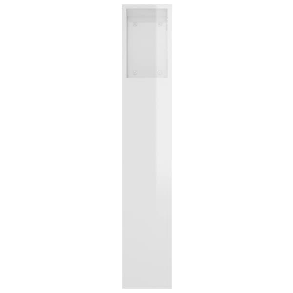 Sängynpääty säilytystilalla korkeakiilto valk 220x18,5x104,5 cm