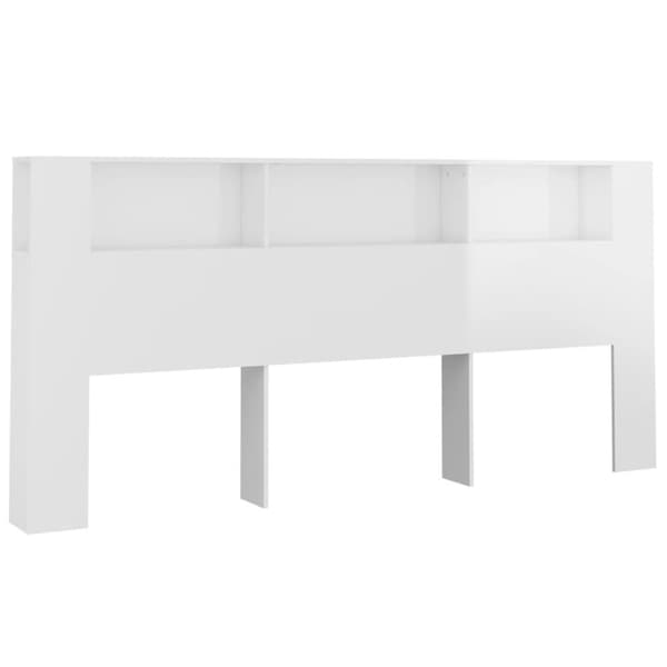 Sängynpääty säilytystilalla korkeakiilto valk 220x18,5x104,5 cm