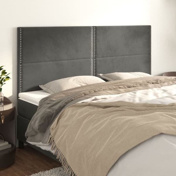 Huvudgavlar 4 st mörkgrå 90x5x78/88 cm sammet
