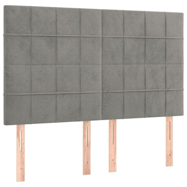 sengegavle 4 stk. 72x5x78/88 cm fløjl lysegrå
