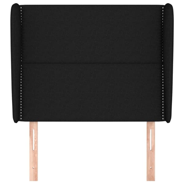 sengegavl med kanter 93x23x118/128 cm stof sort
