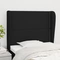 Miniatyrbillede 1 af 9: sengegavl med kanter 93x23x118/128 cm stof sort