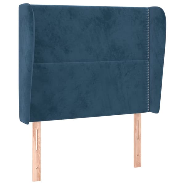 sengegavl med kanter 93x23x118/128 cm fløjl mørkeblå