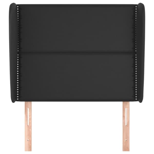 sengegavl med kanter 93x23x118/128 cm kunstlæder sort