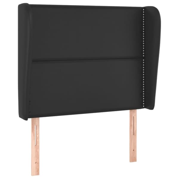 sengegavl med kanter 93x23x118/128 cm kunstlæder sort