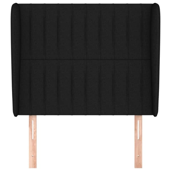 sengegavl med kanter 103x23x118/128 cm stof sort