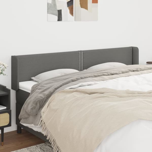 sengegavl med kanter 163x16x78/88 cm stof mørkegrå