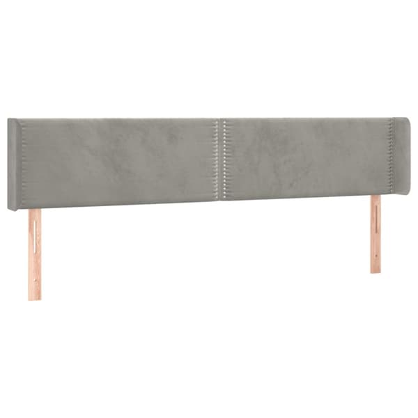 sengegavl med kanter 163x16x78/88 cm fløjl lysegrå