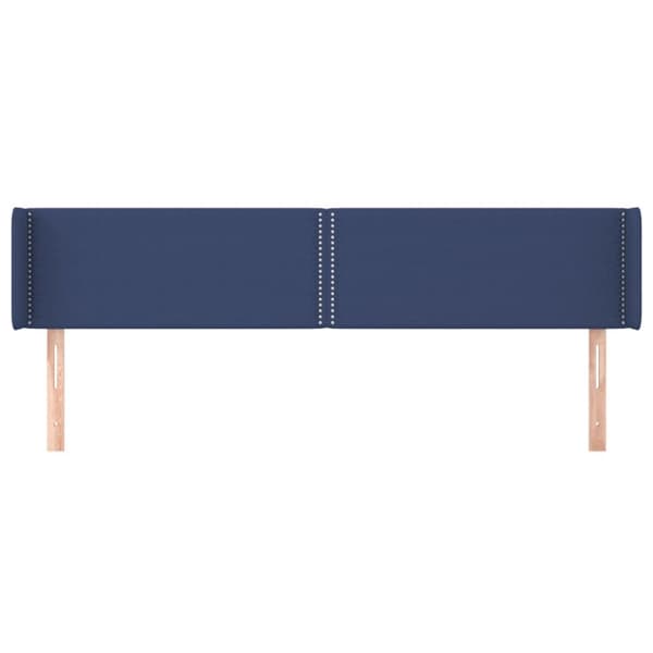 Sänggavel med kanter blå 163x16x78/88 cm tyg