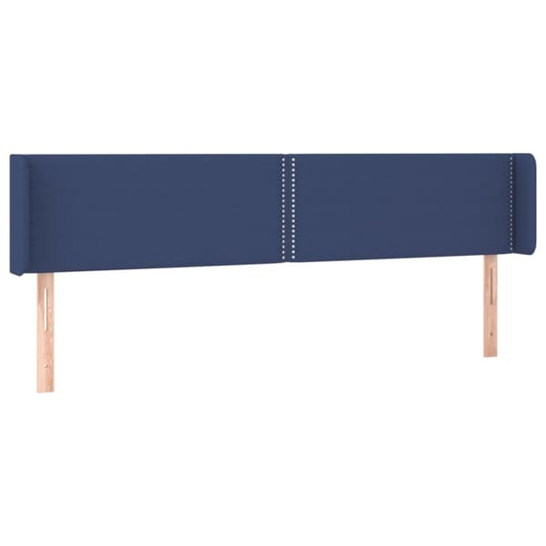 Sänggavel med kanter blå 163x16x78/88 cm tyg