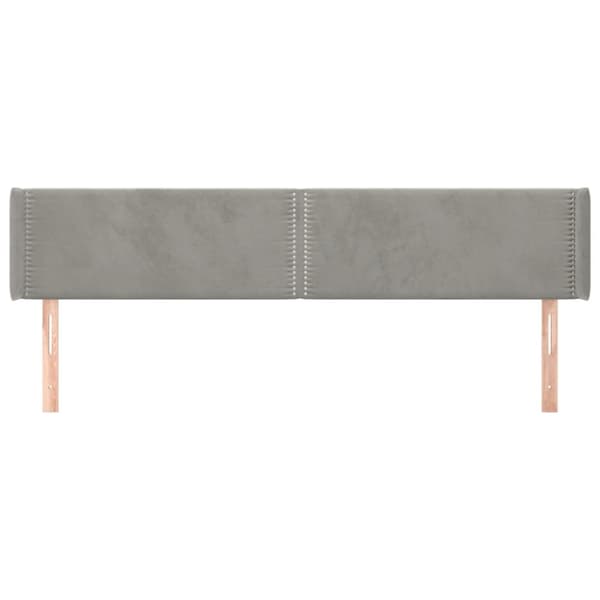 sengegavl med kanter 203x16x78/88 cm fløjl lysegrå