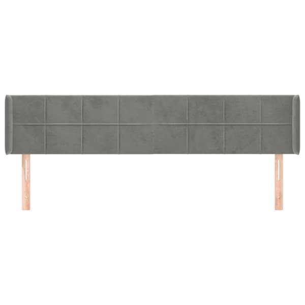sengegavl med kanter 163x16x78/88 cm fløjl lysegrå
