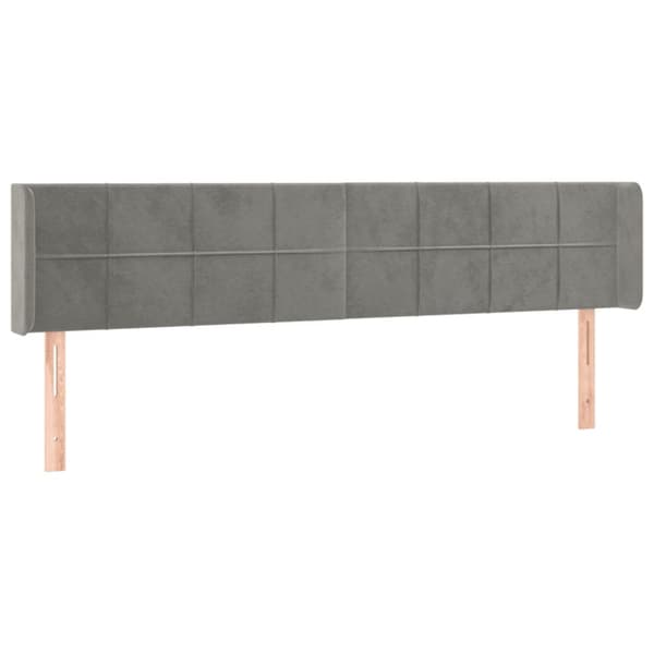 sengegavl med kanter 163x16x78/88 cm fløjl lysegrå