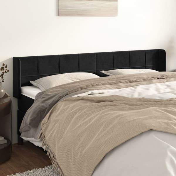 sengegavl med kanter 203x16x78/88 cm fløjl sort