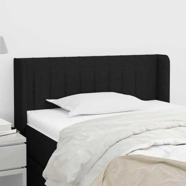 Sänggavel med kanter svart 93x16x78/88 cm tyg