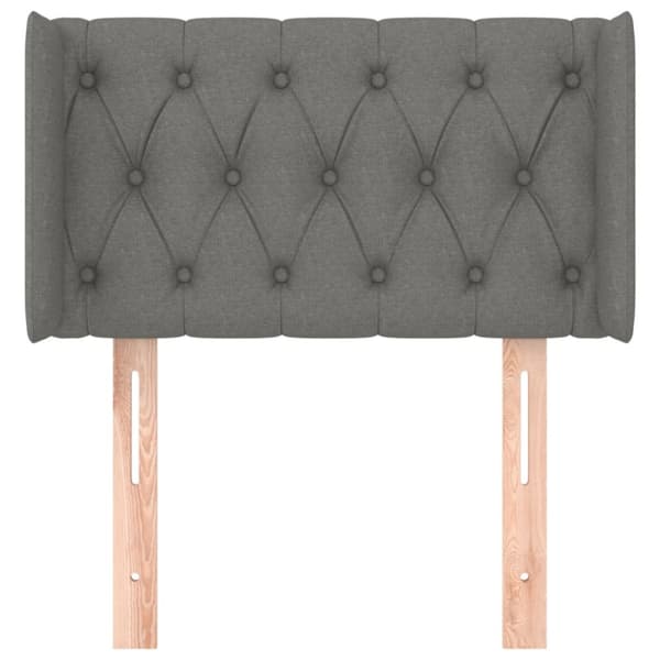 sengegavl med kanter 83x16x78/128 cm stof mørkegrå