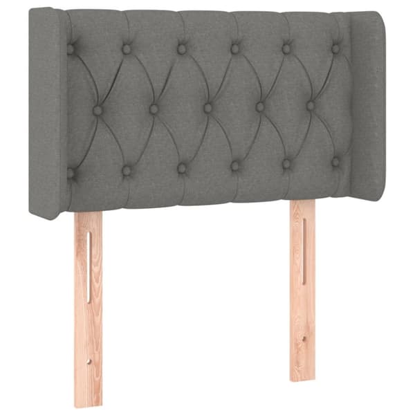 sengegavl med kanter 83x16x78/128 cm stof mørkegrå