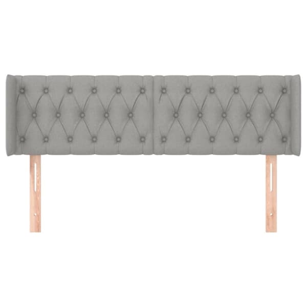 sengegavl med kanter 147x16x78/88 cm stof lysegrå