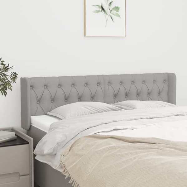 sengegavl med kanter 147x16x78/88 cm stof lysegrå