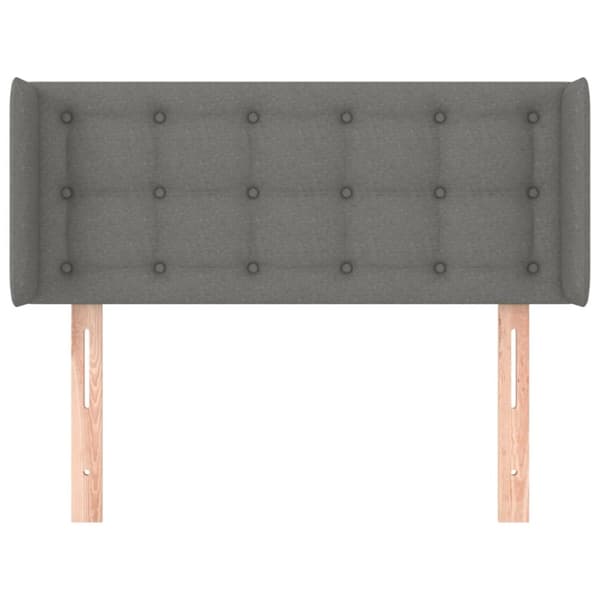 sengegavl med kanter 83x16x78/128 cm stof mørkegrå