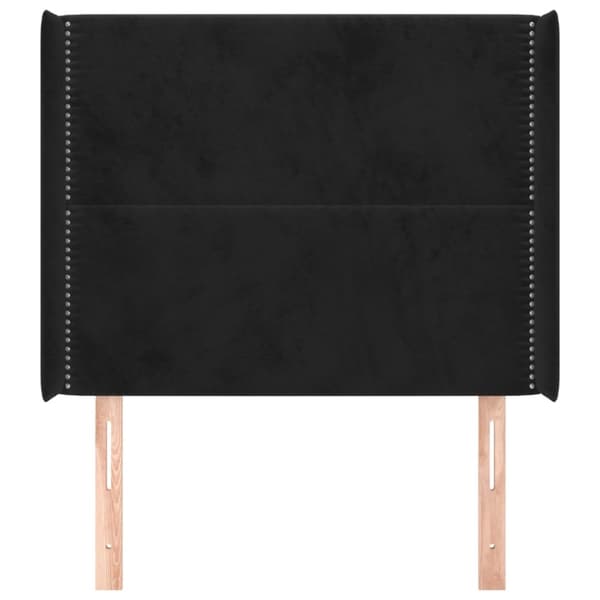 sengegavl med kanter 83x16x118/128 cm fløjl sort