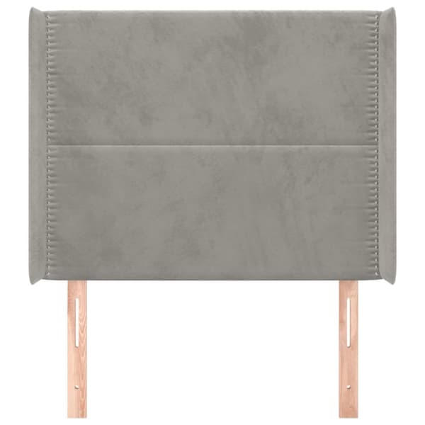 sengegavl med kanter 83x16x118/128 cm fløjl lysegrå