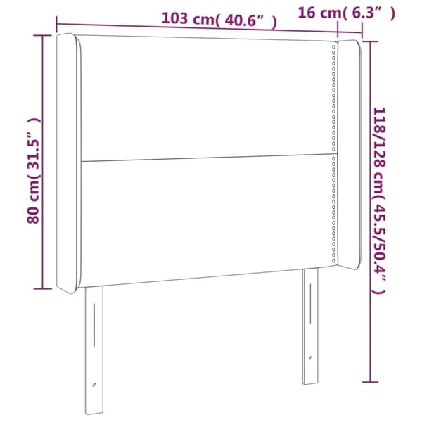 sengegavl med kanter 103x16x118/128 cm kunstlæder grå