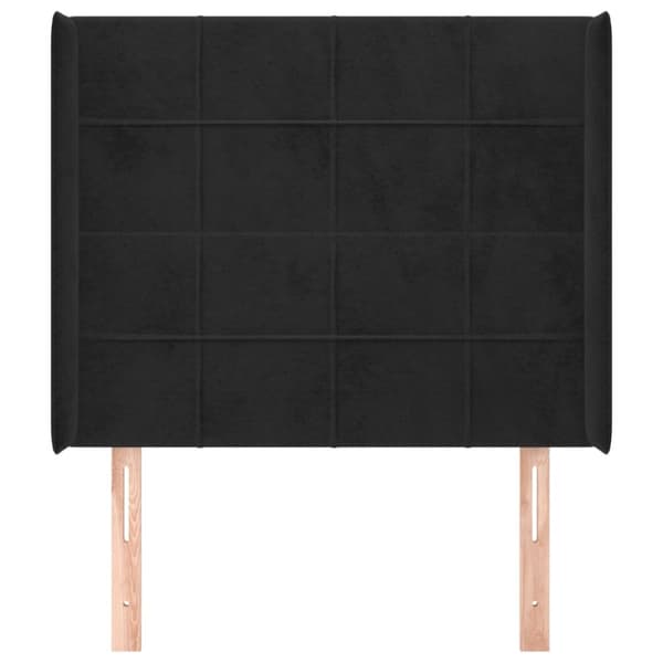 sengegavl med kanter 83x16x118/128 cm fløjl sort