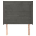 Miniatyrbillede 3 af 9: sengegavl med kanter 93x16x118/128 cm fløjl mørkegrå