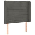 Miniatyrbillede 2 af 9: sengegavl med kanter 93x16x118/128 cm fløjl mørkegrå