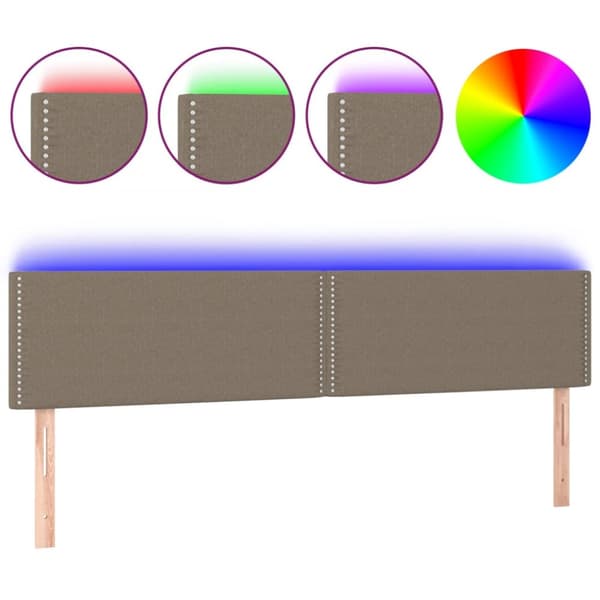 Sängyn pääty LED-valolla, taupe, 160x5x78/88 cm, kangas