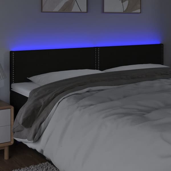 Sängyn pääty LED-valolla, musta, 160x5x78/88 cm, kangas