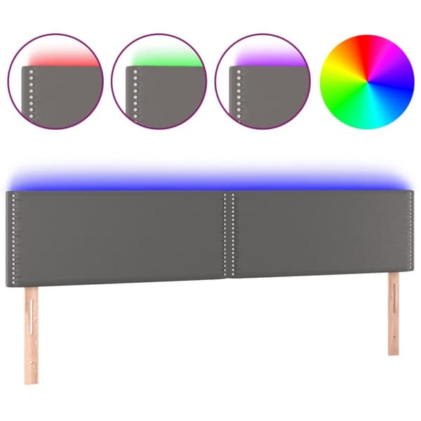 sengegavl med LED-lys 160x5x78/88 cm kunstlæder grå