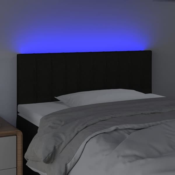 sengegavl med LED-lys 100x5x78/88 cm stof sort