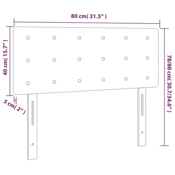 Sängyn pääty LED, vaaleanharmaa, 80x5x78/88 cm, sametti