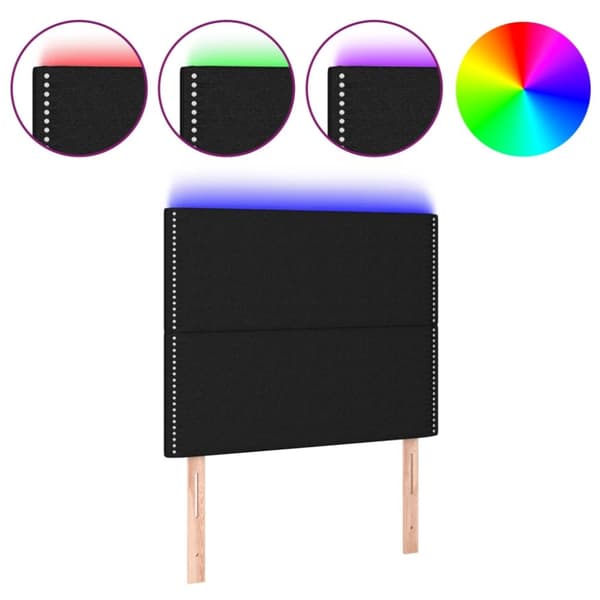 sengegavl med LED-lys 90x5x118/128 cm stof sort