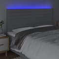 Miniatyrbillede 3 af 6: sengegavl med LED-lys 200x5x118/128 cm stof lysegrå