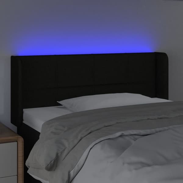 sengegavl med LED-lys 83x16x78/88 cm stof sort