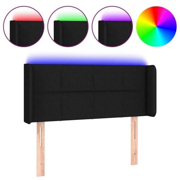 sengegavl med LED-lys 83x16x78/88 cm stof sort