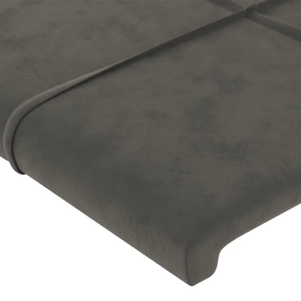 sengegavl med LED-lys 83x16x78/88 cm fløjl mørkegrå